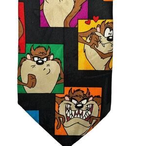 Vintage '93 Looney Tunes Mania Tasmanian Devil Cartoon Character Mens Neck Tie
